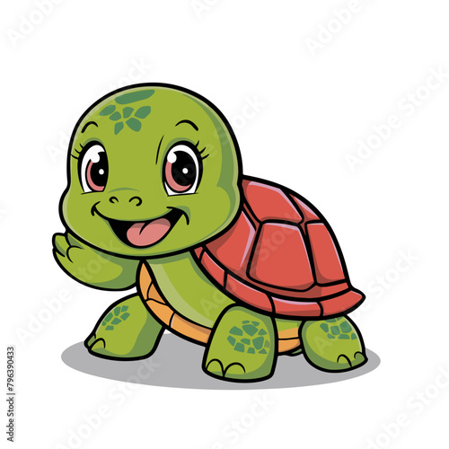 Cartoon Little Turtle - Cute Character Vector Illustration (EPS 10)