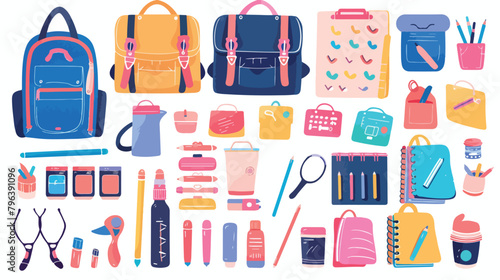 Back to school collection of supplies for children. C