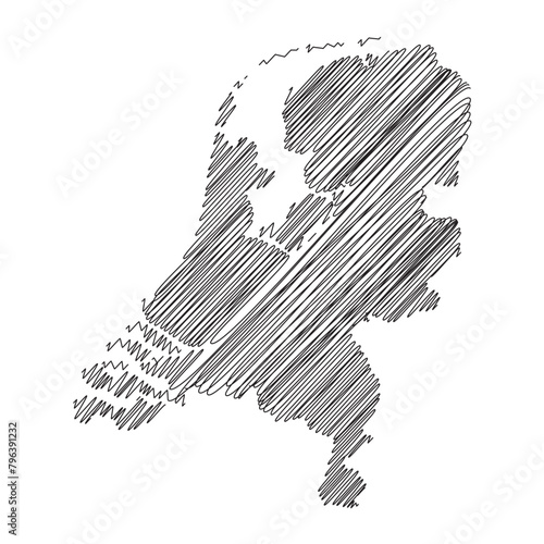 netherlands thread map line vector illustration