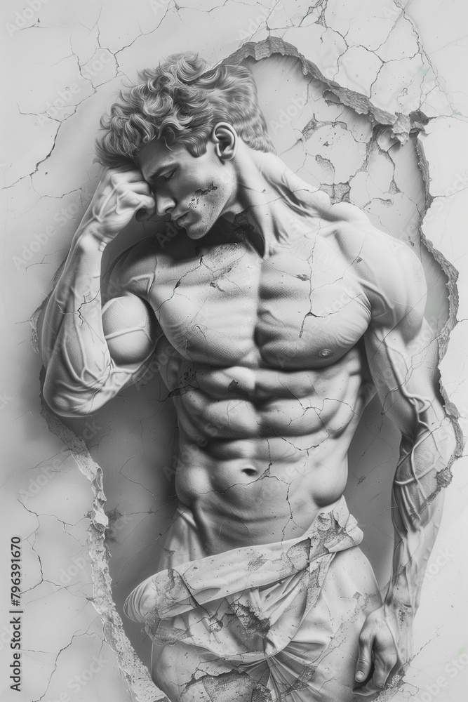 man turning to stone - illustration - generative ai man turning to stone - illustration - generative ai