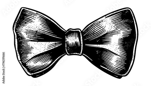bow tie engraving black and white outline