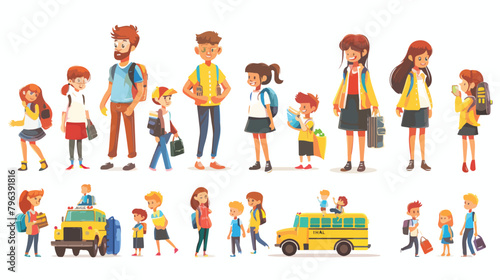 Back to school vector illustrations set. Preparation