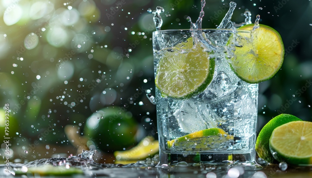 Commercial photography featuring a lime dropping into sparkling water capturing the dynamic splash for a refreshing beverage ad Commercial photography featuring a lime dropping into sparkling water capturing the dynamic splash for a refreshing beverage ad