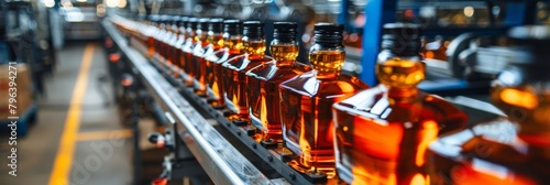 Efficient whiskey bottling line operations in a standard factory setting for optimal production photo