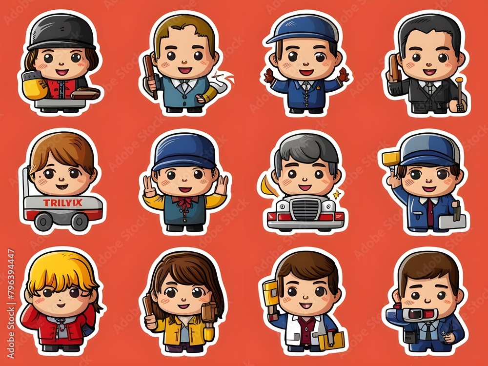 set of cartoon people set of cartoon people