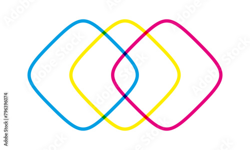 Hollow CMY Colour Mix Squircle Icon