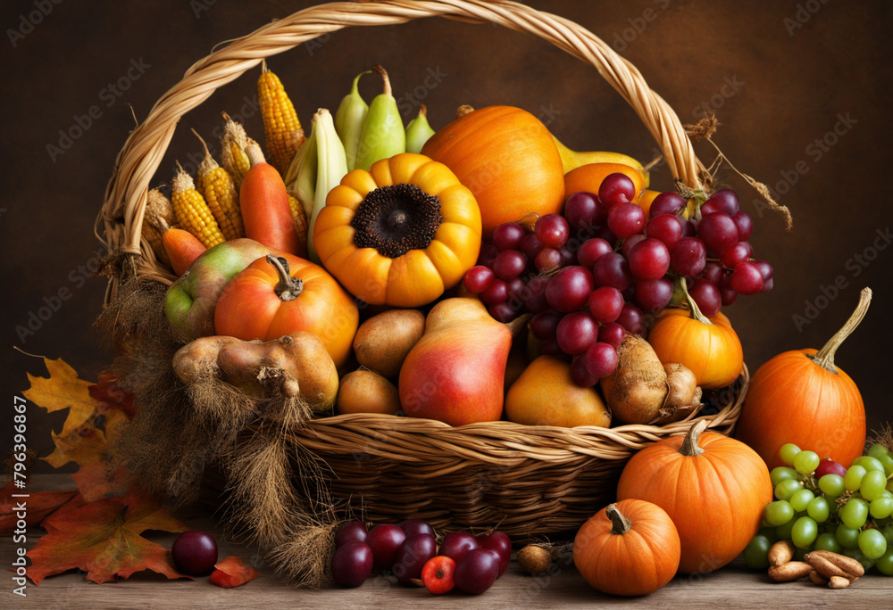 basket with many vegetables and fruits basket with many vegetables and fruits