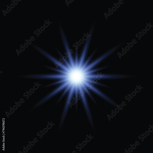Realistic Burst of Light Isolated on Dark Background