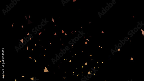 Abstract triangle particles. Pink gold and black. 3d render illustration 