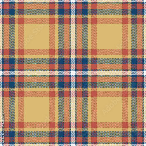 Plaid seamless pattern in orange. Check fabric texture. Vector textile print.
