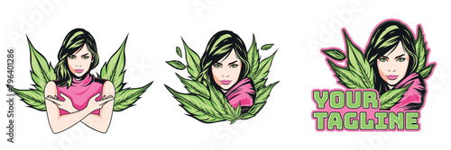 girl with cannabis leaves