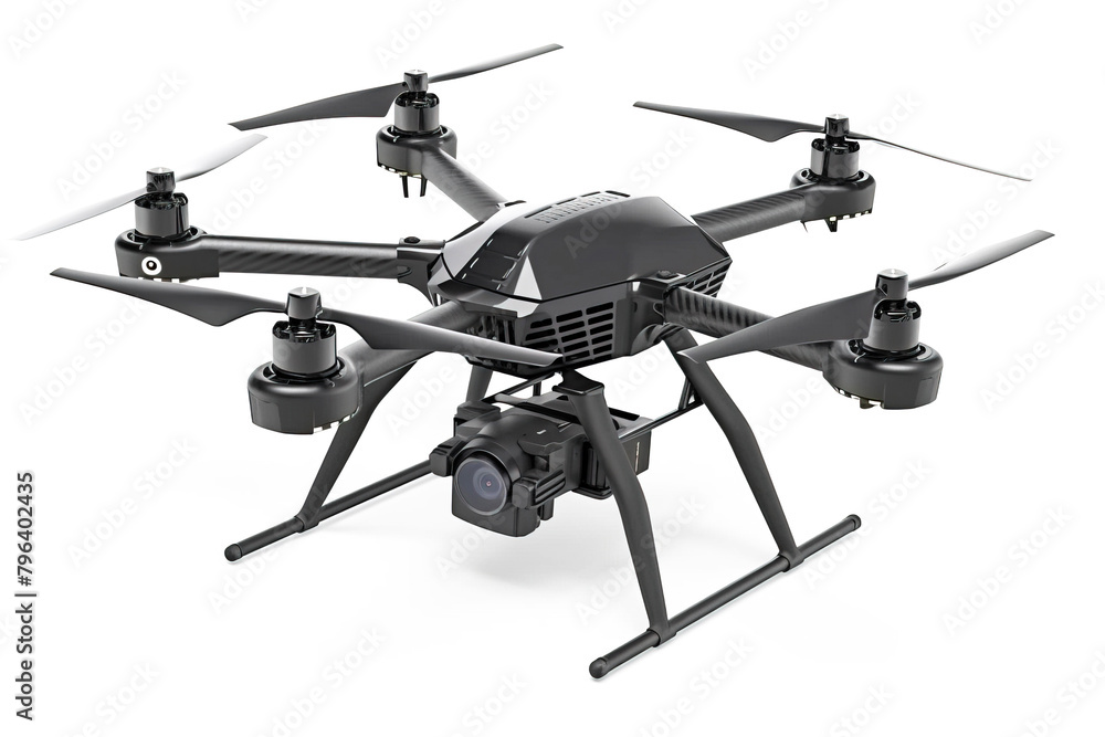 Wireless drone with remote control on a white background. AI generated. Wireless drone with remote control on a white background. AI generated.