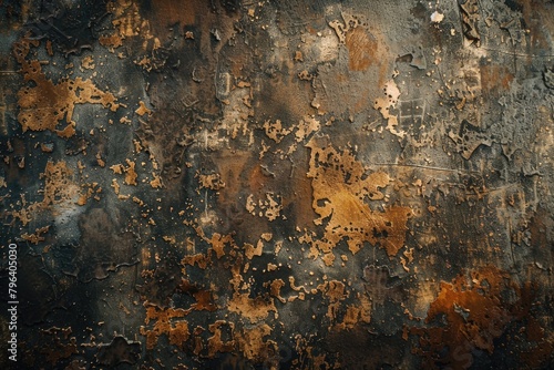 A weathered metal surface with peeling paint. Suitable for industrial or grunge themed designs