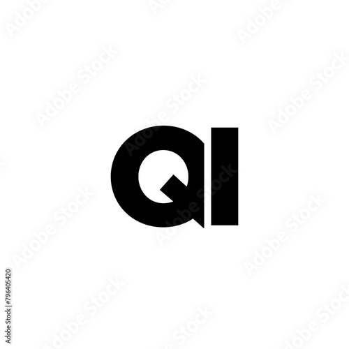 Letter Q and I, QI logo design template. Minimal monogram initial based logotype.