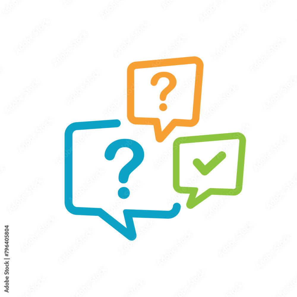 Illustration of exclamation and question mark in speech bubble, icon. Illustration of exclamation and question mark in speech bubble, icon.