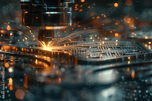 Close up of a machine emitting sparks, suitable for industrial concepts