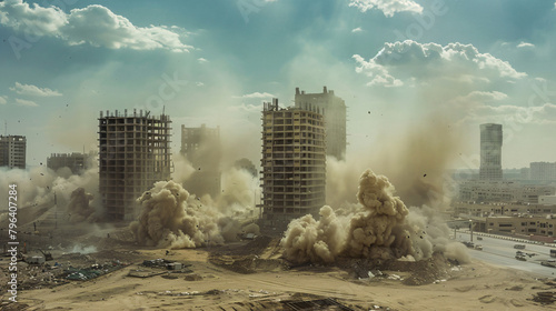 Dust clouds after detonator blast photo