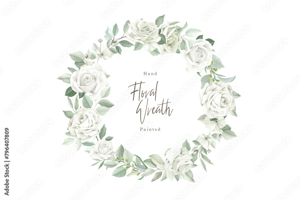 hand drawn green floral wreath illustration hand drawn green floral wreath illustration