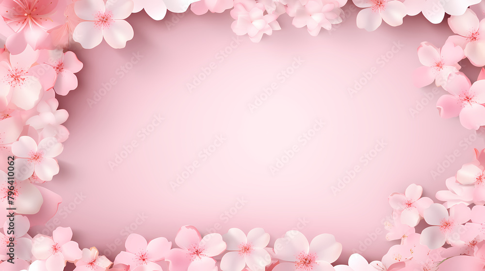 Pink background, cherry blossom border