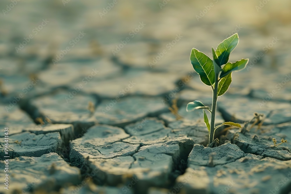 Thriving plant demonstrating resilience in harsh environment. Concept