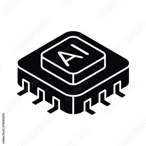 Download this isometric icon of ai processor, microprocessor vector