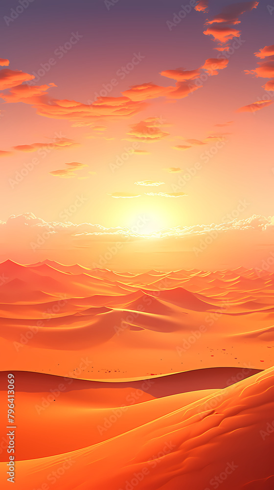 Tranquil desert landscape with rolling sand dunes Tranquil desert landscape with rolling sand dunes