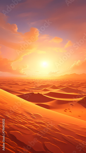 Tranquil desert landscape with rolling sand dunes