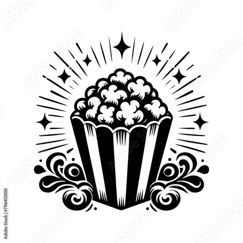 Irresistible Popcorn Silhouette - Enhance Your Creativity, Minimallest Popcorn Vector
