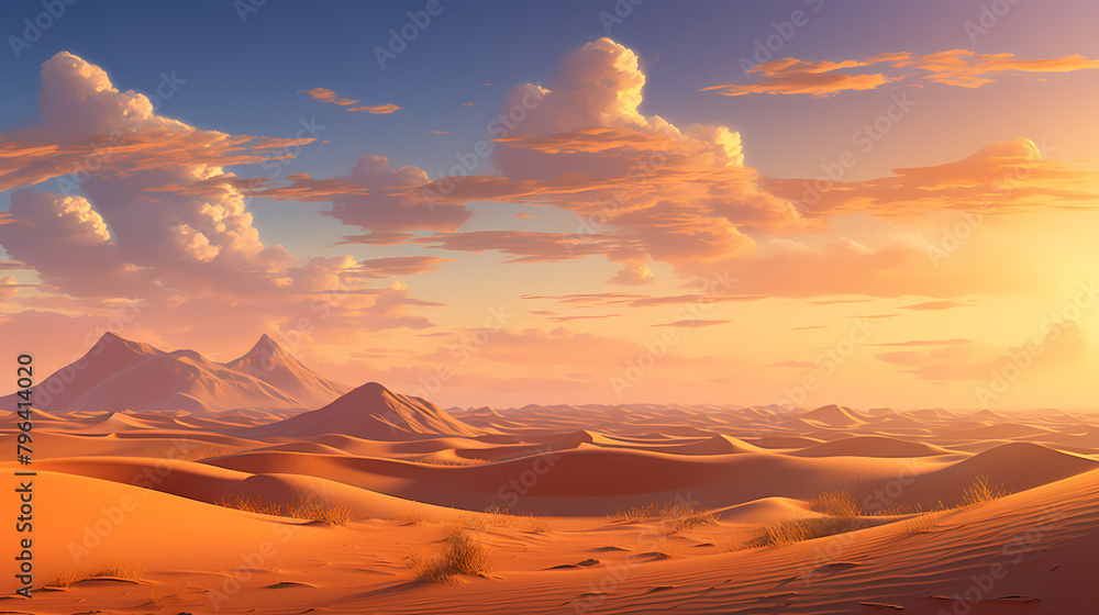 Tranquil desert landscape with rolling sand dunes