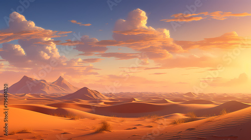 Tranquil desert landscape with rolling sand dunes