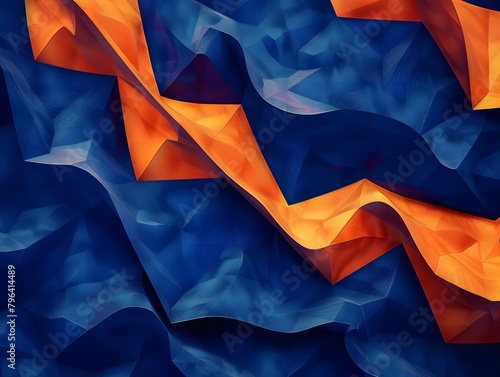 Abstract deep blue, dep orange geometric shapes luxury backdrop photo
