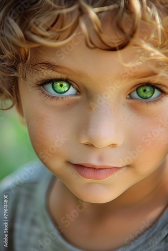 beautiful little boy with green eyes