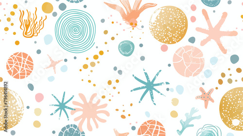 Cute pastel pattern on the marine theme with circles