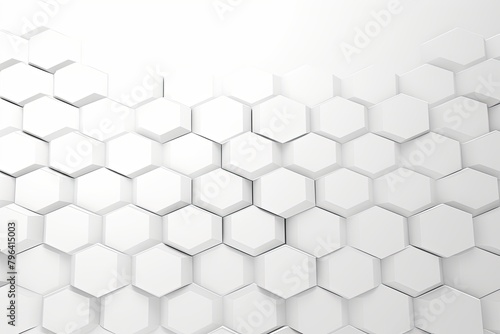 White hexagons pattern on white background. Genetic research  molecular structure. Chemical engineering