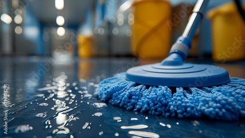 Thoroughly Cleaned Office Surfaces by Two Expert Commercial Cleaners. Concept Commercial Cleaning, Expert Cleaners, Office Surfaces, Thorough Cleaning photo
