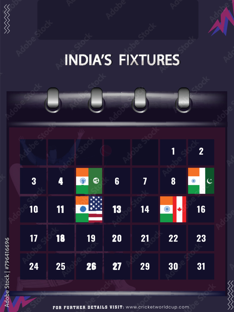 T20 Cricket Match India's Fixtures Calendar Based Poster Design for Advertising. T20 Cricket Match India's Fixtures Calendar Based Poster Design for Advertising.