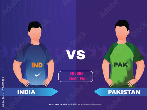 T20 Cricket Match Between India VS Pakistan Team on 9th June, Social Media Poster Design.
