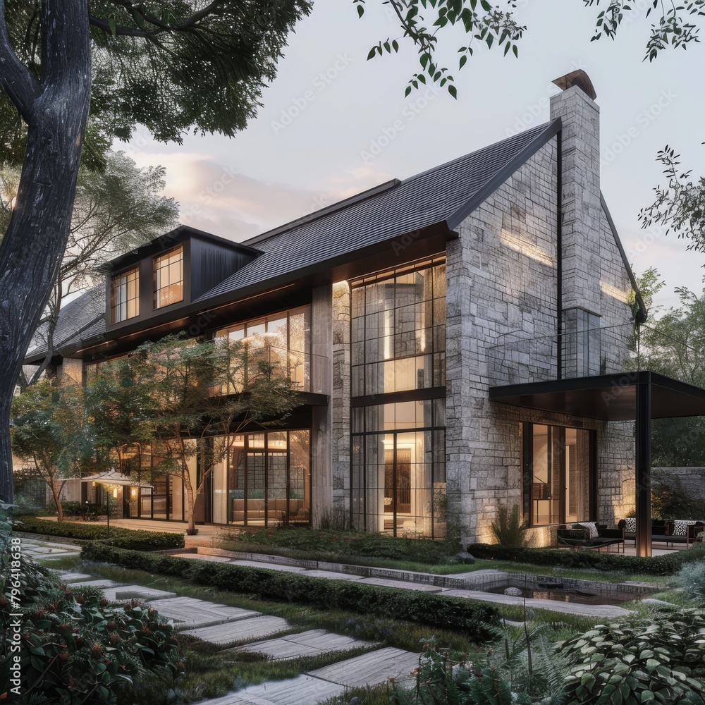 large modern two-story house large modern two-story house