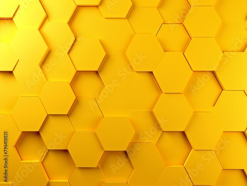 Yellow hexagons pattern on yellow background. Genetic research, molecular structure. Chemical engineering