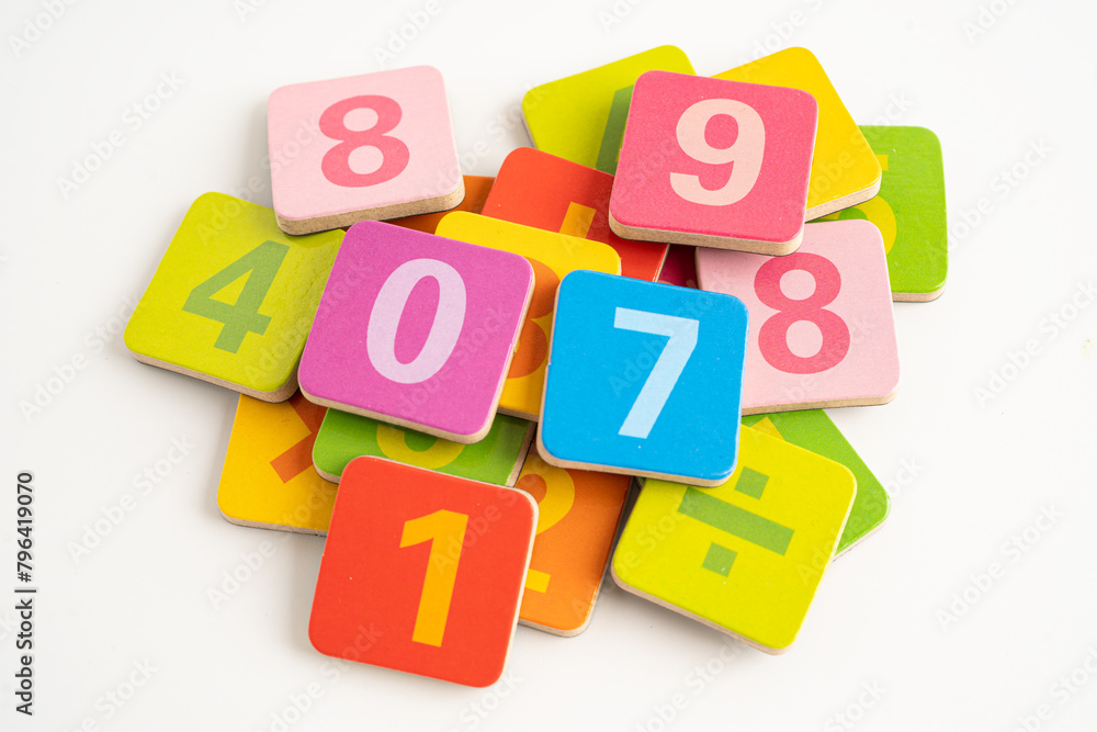 Math number colorful on white background, education study mathematics learning teach. Math number colorful on white background, education study mathematics learning teach.