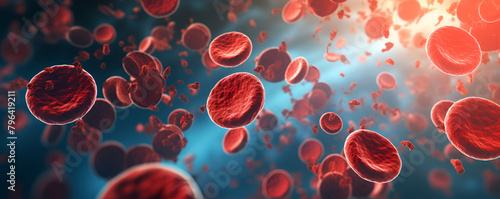 red blood cells flowing through microscope,Red Blood Cells, Blood Clot photo