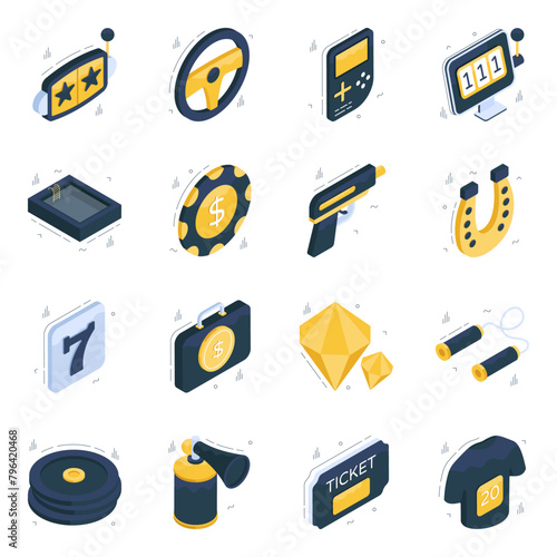 Set of Recreation Isometric Icons 

