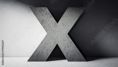 Gray Cement concrete made letter x, can use for your business background on dark backdrop.