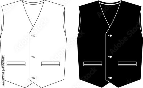 outline silhouette Waistcoat icon set