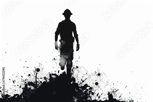 A man standing on top of a pile of dirt, suitable for construction or environmental themes