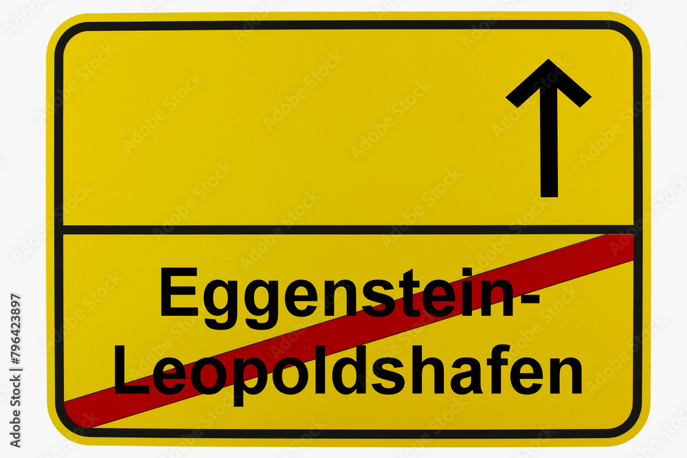 Illustration eines Ortsausgangsschildes von Eggenstein-Leopoldshafen in Baden-Württemberg Illustration eines Ortsausgangsschildes von Eggenstein-Leopoldshafen in Baden-Württemberg