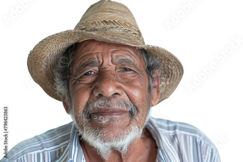 Brazilian Elderly Man On Transparent Background.