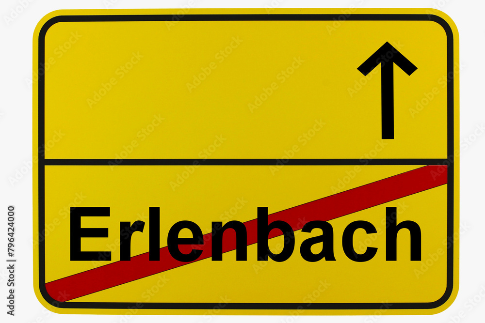 Illustration eines Ortsausgangsschildes von Erlenbach in Baden-Württemberg Illustration eines Ortsausgangsschildes von Erlenbach in Baden-Württemberg