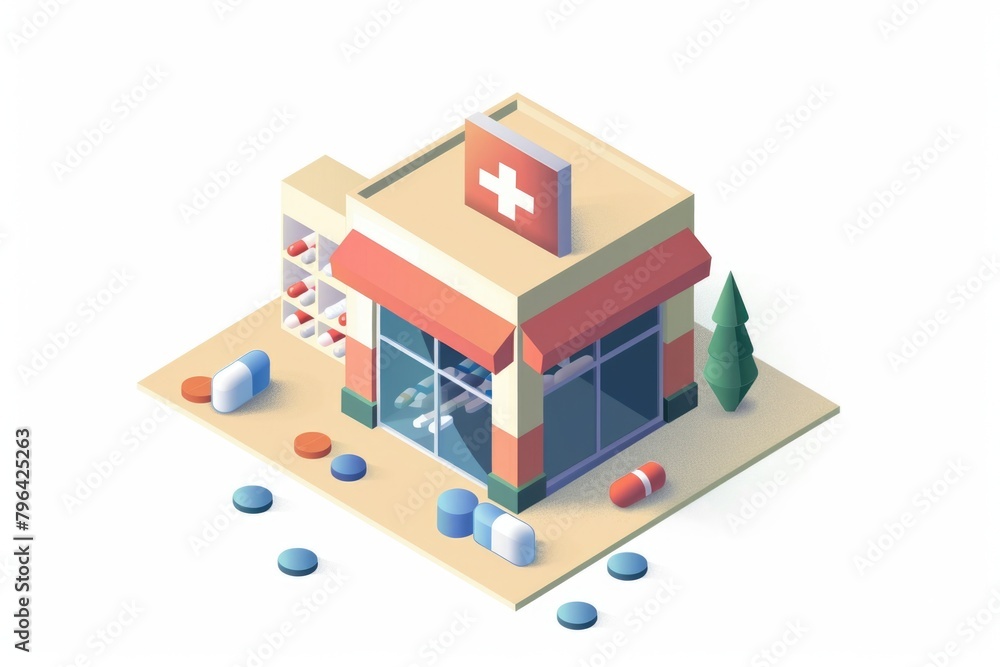 A building with a red cross sign on it. Suitable for medical, healthcare, or emergency services concepts
