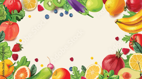 Fruits and vegetables frame with copy space